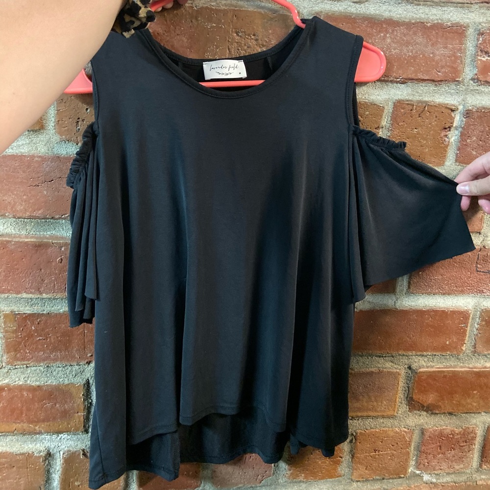 Black cold shoulder top